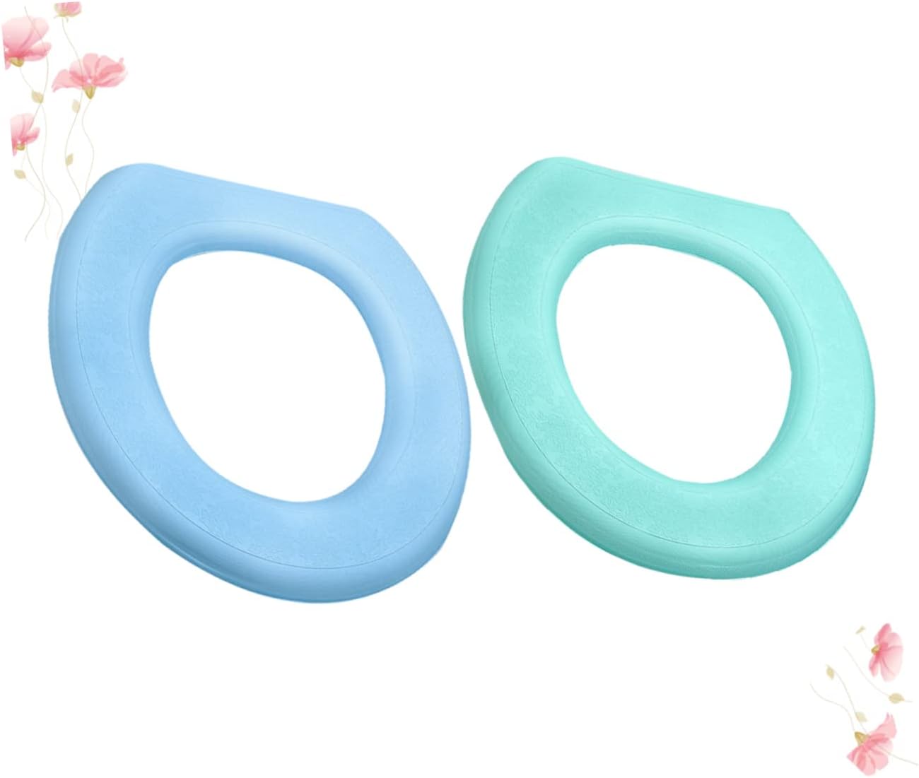 OUNONA 2pcs Thick EVA Waterproof O-Shaped Toilet Seat Cover Pads Washable Sticky Toilet Mat for Home Bathroom Colorful Seat Protector