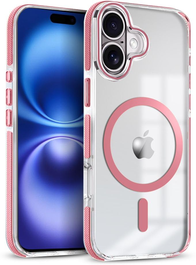 Image of MINTZZ ️ for iPhone 16 Plus Case, Compatible with MagSafe, Military-Grade Protection, Yellowing Resistant, Scratch-Resistant TPU Back, Magnetic Phone Case (Pink, iPhone 16 Plus)