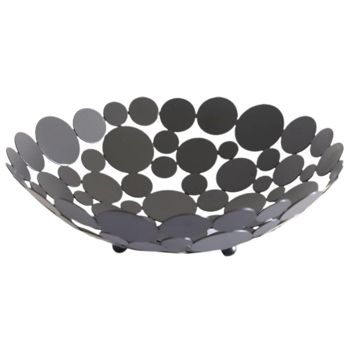 Corbeille à fruits design pétales ajourés en fer forgé noir robuste