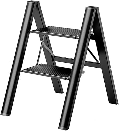 Escalera plegable de 2 escalones con pedal antideslizante ancho portátil para el hogar y la cocina