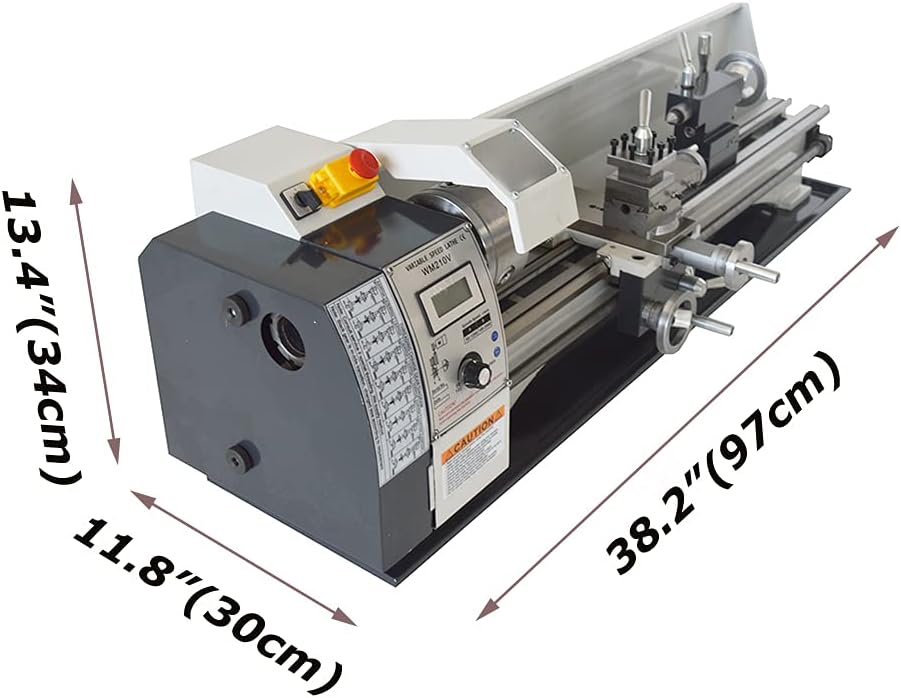 8"x24" Mini Lathe Metric Precision Metal Bench Lathe 1100W DIY Brushless Motor Variable Speed Lathe 110V WM210V