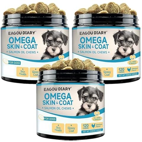 3 Pack Dog Chews Supplements - Skin & Coat Supplement for Dogs with EPA & DHA Fatty Acids, Angelica, Methionine, Vitamins & Minerals - 360 Ct Cover