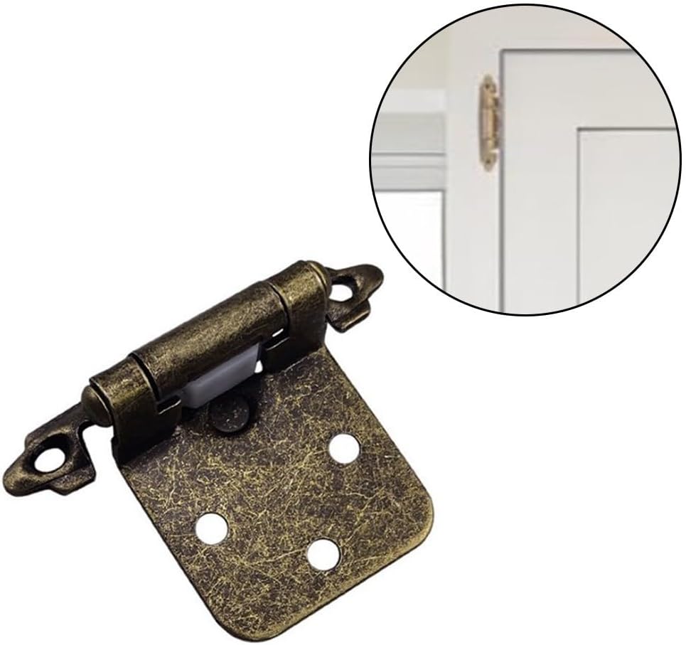 Self Closing Cabinet Hinges Antique Brass Kitchen Half Inch Overlay Spring Loaded Door Concealed Face Frame Cupboard Hardware 12 Pack