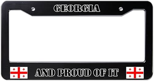 Marco de matrícula de metal con bandera de Georgia y Orgulloso de It, marco decorativo de metal para placa frontal de automóvil, marco de matrícula disponible en Yaxa Costa Rica