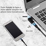 USB Adapter | Right Angle Data Transmission Adapter | USB 5 Pin Female Charger Connector - for Laptop Computer Monitor Cell Phone Tablet Camera GPS Travel Car - Image 2
