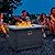 60000 BTU Wicker Gas Fire Pit Outdoor Fire Pit Table 45 Inch Fire Pits for Outside with Woodgrain Marble Tabletop Fire Pit Cover and Blue Crystal Beads