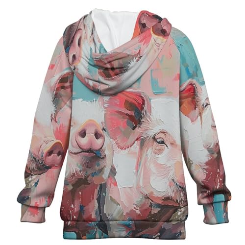 Happy PigsChildren's Raglan Sleeve Hoodie, Suitable for Home And Outdoor Use8-9Y2