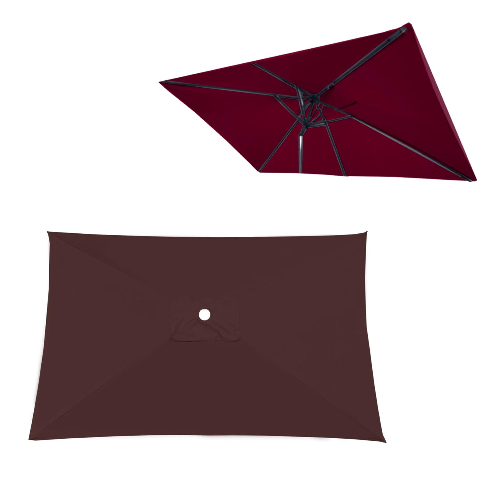 Outdoor Umbrella Canopy Replacement 4 6 8 Ribs Square/Rectangle, Patio Parasol Fabric Cover Replacement Top UVProtection Waterproof, Umbrella Cover Standby For Garden Deck Backyard Pool(Coffee color,2