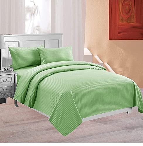 Maysha 210 TC Glace Cotton Plain Stripe King Size Double Bed with 2 Pillow Cover and Duvet Cover Dohar Quits Cover Rajai Cover (90 X 100) Inch