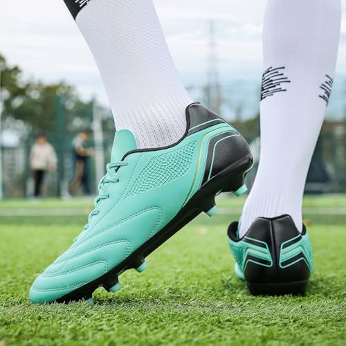 HaloTeam Scarpe da Calcio Uomo Spikes Tacchetti Professionale Scarpe da Allenamento Leggero Antiscivolo Scarpe da Calcetto,Cyan,EU 43 - Immagine 1