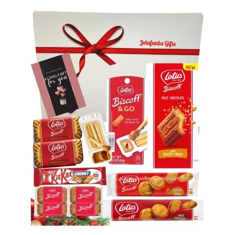 Lotus Biscoff Biscuit Selection Boxes Gift Set Hamper Box From Jolafunbs-Greeting card,belgian chocolate,Biscoff Kitkat, Biscuits&More-Hampers For Couples, Birthday Gifts For Him,Christmas Hamper Cover