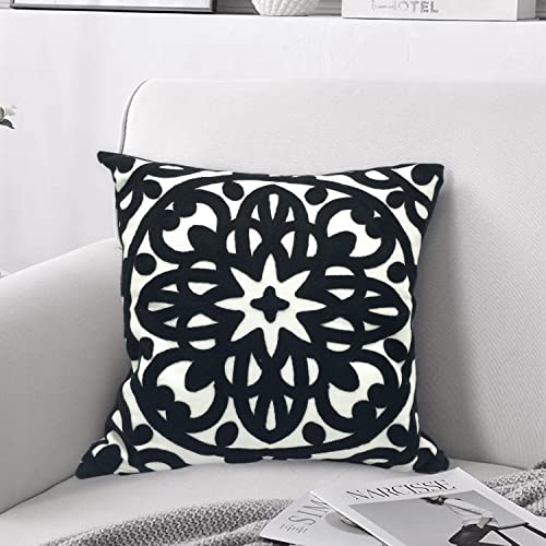 Alysheer Embroidered Decorative Throw Pillow Cover 20"x 20", 1pc Black
