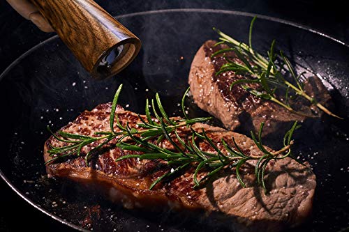 Finnhomy Salt And Pepper Grinder Set, Acacia Wood Adjustable Coarseness Pepper Mill With Wooden Stand, Cleaning Brush & Spoon, Pepper Grinder Refillable, 2 Pack Salt And Pepper Shakers, 8.5 Inches #TOP4