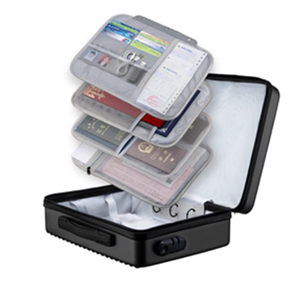 Organizador Documentos Viaje, Caja Fuerte para Documentos, Bolsa de Seguridad para Viajes de Oficina en casa con candado, Almacenamiento portátil de múltiples Capas para Archivos Importantes