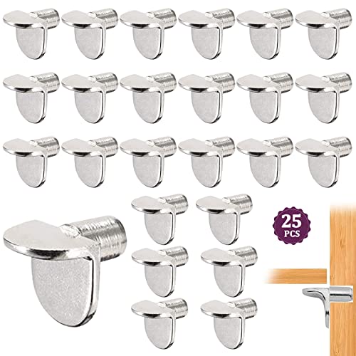 25 Stück Regalbodenträger L Form, 5mm Metall Bodenträger Einlegeboden Halter Regalträger Schrank Stützen Bodenträger für Einlegeböden Schränke Küchenschrank Bücherregal (Silber)