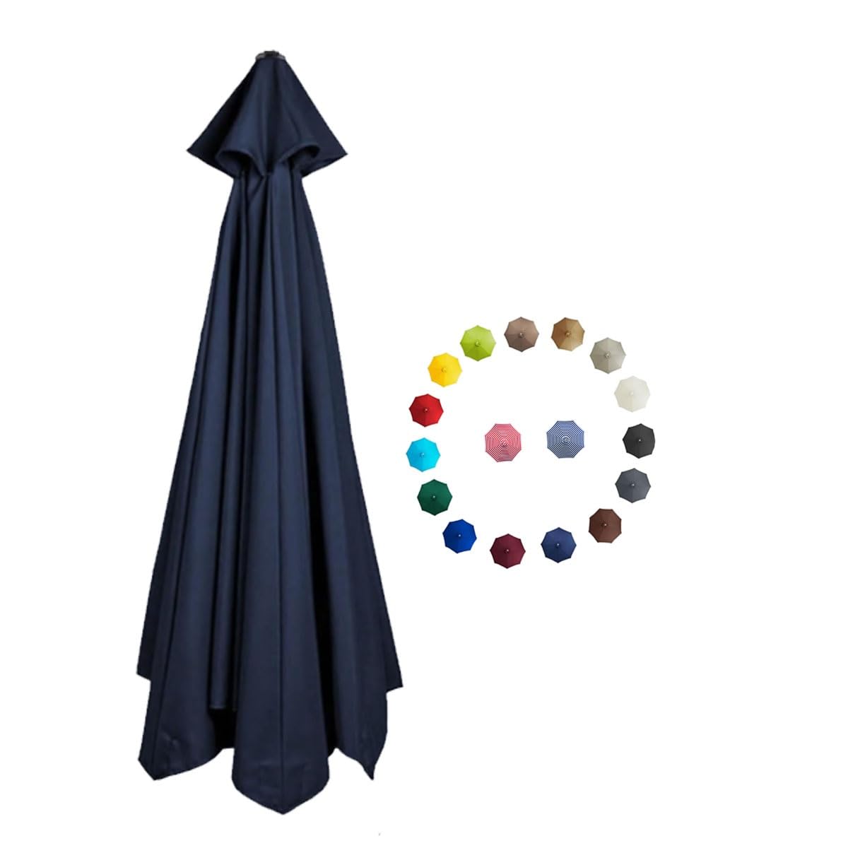Beegma Unisex Navy Blue Replacement Parasol Canopy 2.0/2.3/2.7/3.0M Patio Umbrella Replacement Canopy 6 Arms/8 Arms Canopy Replacement Cover For Garden Market Beach Umbrella (Color : Size : 2.7M/9Ft-6Ribs)