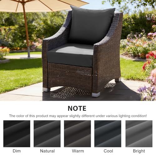 Image of Outdoor Deep Seat Cushion Set, 24x24 Inch Water-Resistant & Fade-Resistant Outdoor Chair Cushions, Patio Furniture Cushions with Removable Cover for Patio Chair, Sofa, Dark Grey (Set of 4)