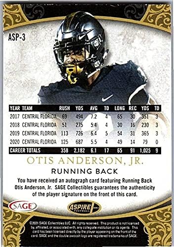 Otis Anderson Jr. Autographed Collectible Football Card - 2021 Aspire Football Card #ASP-3 (Rams) Free Shipping
