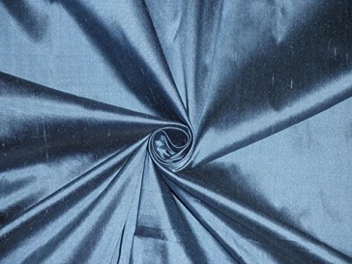 Tissu Dupioni en soie pure bleue noire au mètre pour rideaux couture
