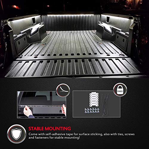 3Pcs 60 inch LED Truck Bed Strip Lights - MNJ Motor White Waterproof LED Light Strip with On-Off Switch Fuse Splitter Cable for Truck Jeep Pickup RV SUV Vans Cargo Boats and More