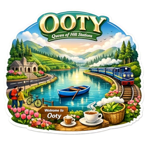 GiftODay Indian Places Theme Souvenir Wooden Fridge Magnet for Refrigerator - Decorative Fridge Magnet for Kitchen & Home Decoration Size 3x3 Inches | Pack of 1 (Ooty)