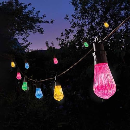 Image of Garden Mile 20 Multicolored Outdoor Lights Main Powered Christmas Fairy Pergola String Lights Festoon Lights Outdoor Garden Hanging Lighting for Gazebo Outside Patio Wedding Party