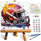 TOCARE Framed Paint by Numbers Kit for Adults Beginners& Kids Ages 8-12, 12x12inch American Football Helmet Paint by Number with Frame, Cartoon Sports Paint by Numbers Framed Canvas(Without Easel)