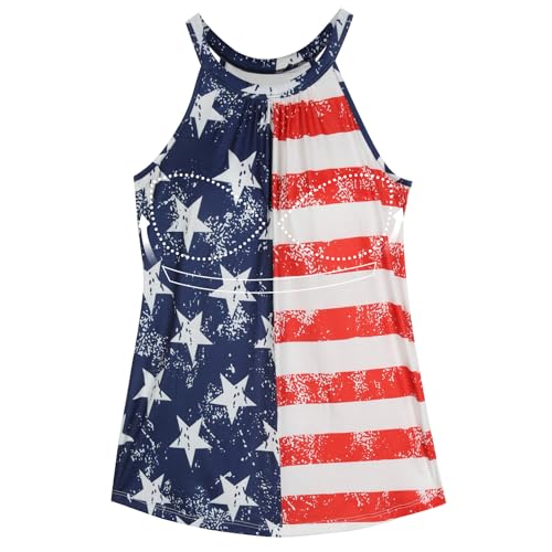 Image of Women Halter Tank Top with Built in Bra Flowy Sleevless Padded Camisole Loose Fit Summer Shirt Top S-3XL