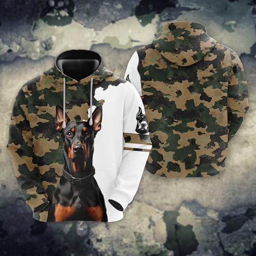 Dog Hoodie For Men, 3D Dog Camo Graphic Hoodies Pullover Hooded Mens Fleece Hoodie Sweatshirt Pockets PA472