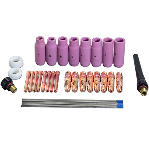 2% TIG Lanthanate elettrodi tungsteno TIG Collet corpo accessorio kit di montaggio WP-17 WP-18 WP-26 TIG Torcia 36pcs