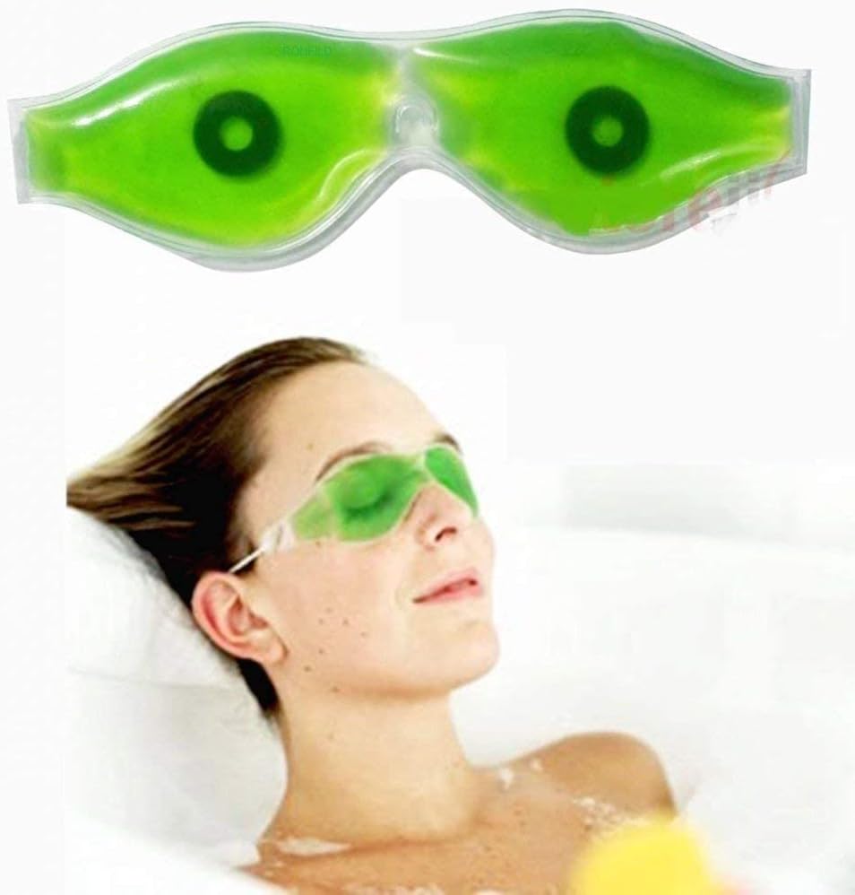 Aloe Vera Ice Cool Gel Eye Mask with Strap-on Premium Cooling Relaxation Sleeping Mask for Tired Eyes Gel Eye Mask Eye Patches Remove Dark Circles Fatigue Cool Eyes Pads Eye Care (pack of 1)