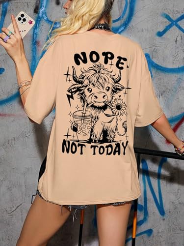 Image of Jawdrobe Cotton Blend Oversized Fit Half Sleeve Printed Round Neck T-Shirt for Women | Aesthetic Summer Wear