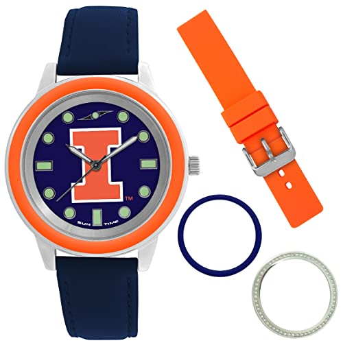 Sun Time Illinois Fighting Illini Unisex Colors Watch Gift Set