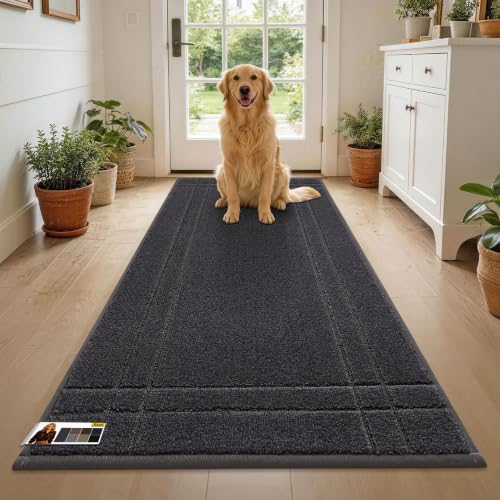 JSEI JSEI Door Mat for Entrance 24"x60", Dirt Trapper Doormat, Dark Grey