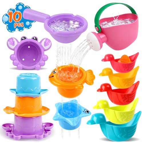 10 Pcs Bath Toys for Kids Ages 1-3, Bathtub & Pool...