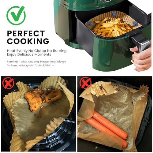 Image of Air Fryer Magnets for Parchment Paper,Lock Disposable Paper Liner Safely,Prevents Burning & Food Covering,Heat-Resistant Air Fryer Liner Magnets,Easy Install with Handles (8pcs)