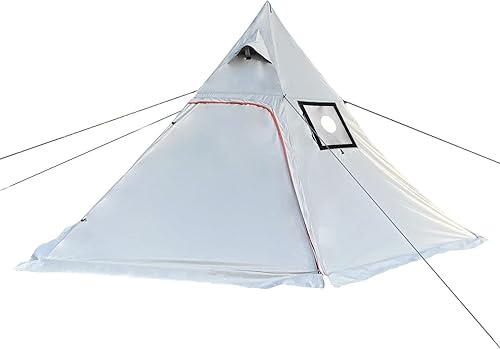 DANWKEIJI Tienda de campaña ligera Tipi con gato de estufa para 4 personas, 5 libras, tienda piramidal portátil de 4 estaciones, tienda tipi para