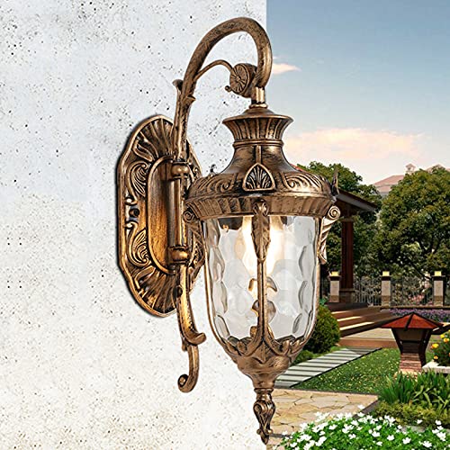 16.9”H Outdoor Wall Light Fixtures Bronze Exterior Wall Lantern Waterproof Sconce Porch Lights Wall Mount With Hammered Glass Shade For House Farmhouse Loft Courtyard Retro Outside Porch Decor Light #TOP3