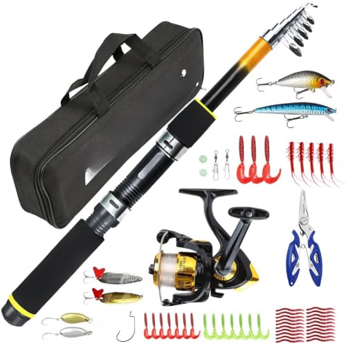 Kit caña de pescar corta portátil ligera FRP con carrete 5.2:1 3
