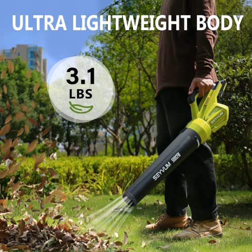 Seyvum Leaf Blower - 500Cfm 20V Max Leaf Blower Cordless With 2 X 2.0 Battery & Charger, Electric Handheld Leaf Blower, Lightweight Powerful Blower Battery Operated For Lawn Care, Patio, Jobsite, Yard #TOP4