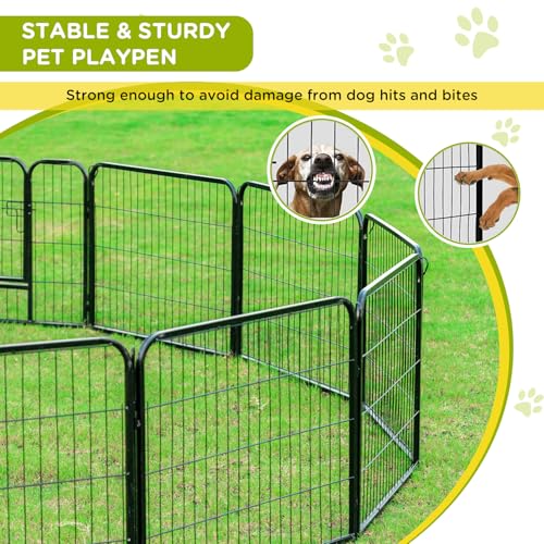 Image of BestPet | Dog Playpen | 24 Inch, 6 Panels | Heavy Duty Metal Pet Exercise Pen | Indoor Outdoor Fence Panels | Rust-Resistant, Removable, Tool-Free Setup | Anti-Skid, Expandable Design