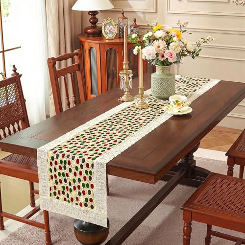 Image of Kuber Industries 72x18 Inch PVC Table Runner for Wedding and Family Dinners | Reusable Centre and Dining Table Runner | Dot Design - Multicolour