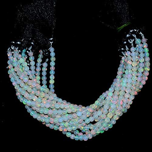 Natural AAA Ethiopian Welo Opal Fire Gemstone 5mm Round Smooth Beads 8inch Strand