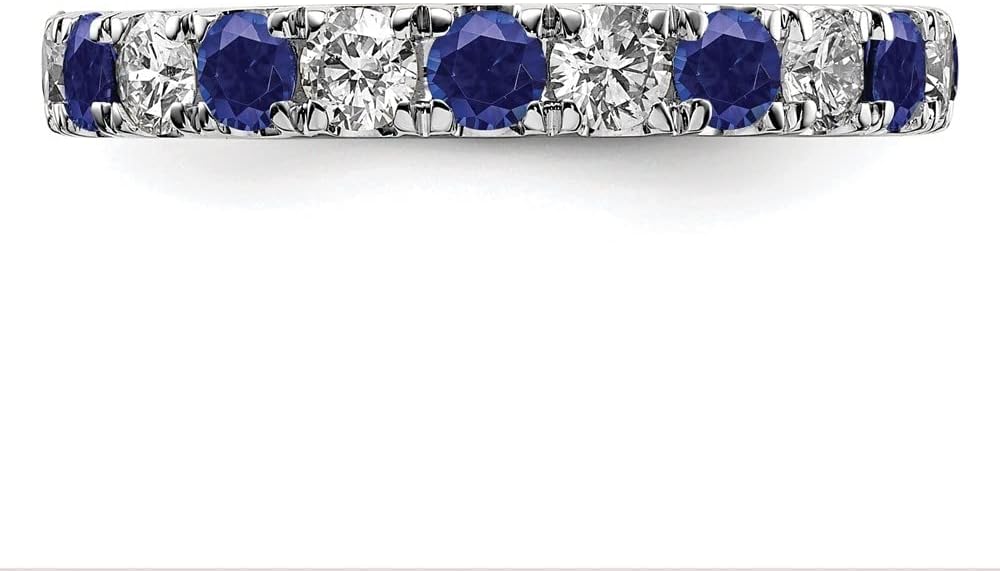 Diamond2Deal 14k White Gold Lab Grown Diamond and Blue Sapphire Eternity Engagement Wedding Band Ring