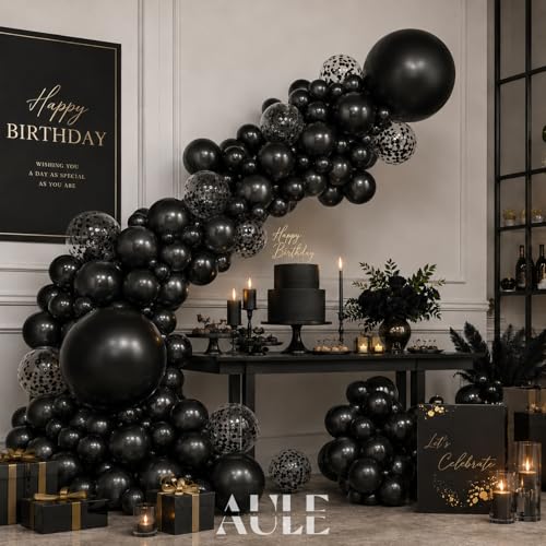 Image of AULE 100Pcs Latex Black Balloons 18 /12 /10 /5 Inch Different Sizes