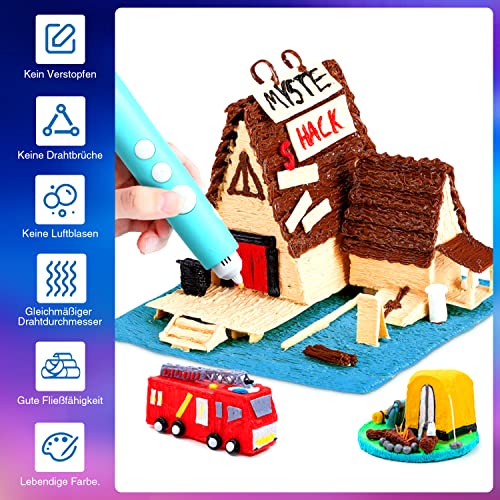 ANCHARA 3D Stift Filament PCL, 20 Farben, je 10M – 3D Pen PCL Filament 1,75mm, 3D Stift Farben Set für Niedrige Temperaturen, 3D Kinder Stift and 3D Druck Stift Zubehör