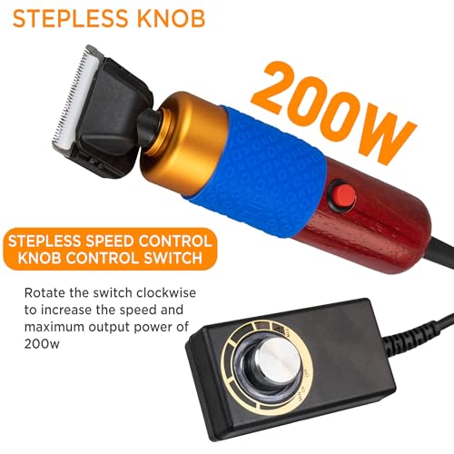 Image of Carpet Trimmer with Shearing Guide and 2 Blades, Speed Adjustable Rug Tufting Carver Clippers, Electric Rug Shears Carpet Carving Tool for Handmade Rug Clean and Tufted Rug