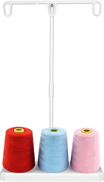 Heyu-Lotus 3 Spools Holder Base Cones Embroidery Thread Stand Rack for Household Sewing Machine Special Accessories (White)