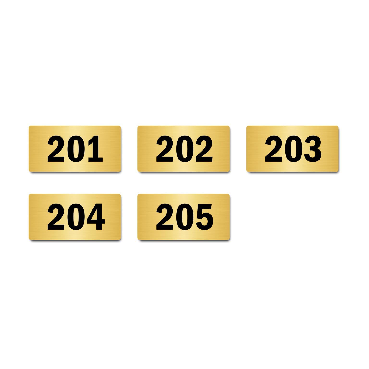 Door Numbers 201 to 205 Acrylic Board Medium Gold Color 2mm Thick 6 x 3 Inches Pack of 5. Suitable for Second Floor Buildings, Flats, Apartments, Racks, Shelfs for Arranging | Mindcraftz-image-38