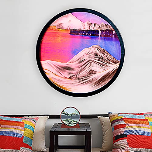 Ruchomy piasek artystyczny Sandscape, dynamiczny obraz piaskowy, 3D okrągłe szkło ruchomy obraz piaskowy, S Liquid Motion Art zabawka antystresowa do montażu na ścianie ruchomy piasek arty